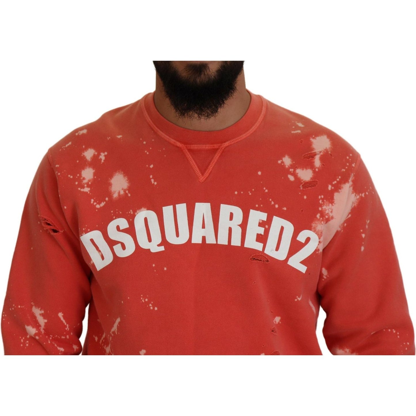 Dsquared² Orange Printed Long Sleeves Pullover Sweater Dsquared² Brown