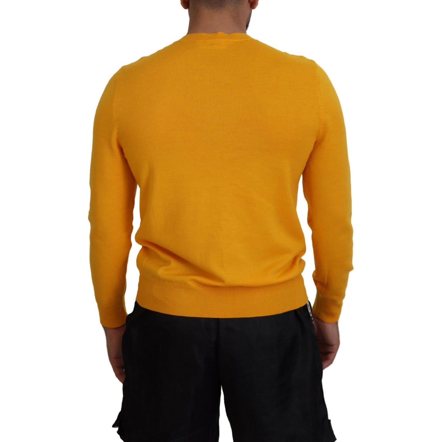 Dsquared² Orange Wool Long Sleeves Men Pullover Sweater Dsquared² Dark Goldenrod