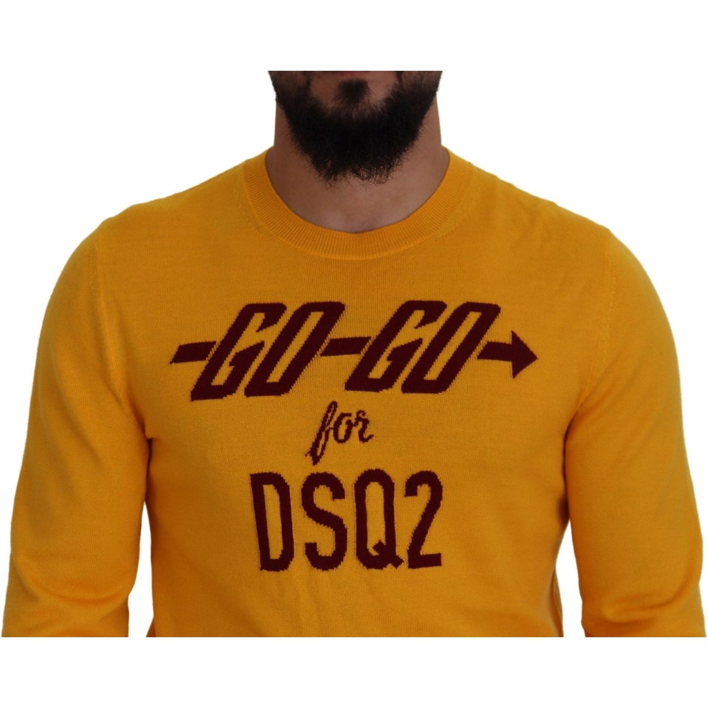 Dsquared² Orange Wool Long Sleeves Men Pullover Sweater Dsquared² Dark Goldenrod