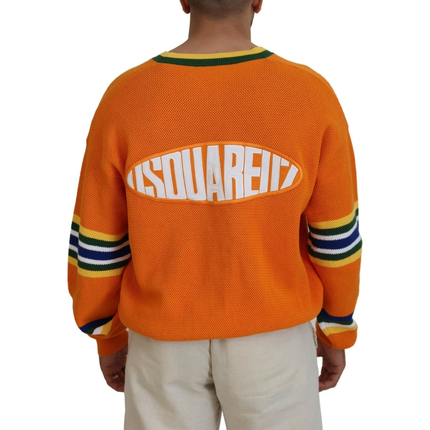 Dsquared² Orange Cotton Long Sleeves Men Cardigan Sweater Dsquared² Chocolate