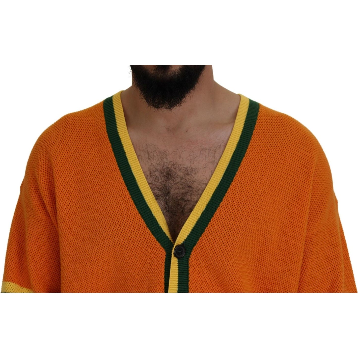 Dsquared² Orange Cotton Long Sleeves Men Cardigan Sweater Dsquared² Sienna