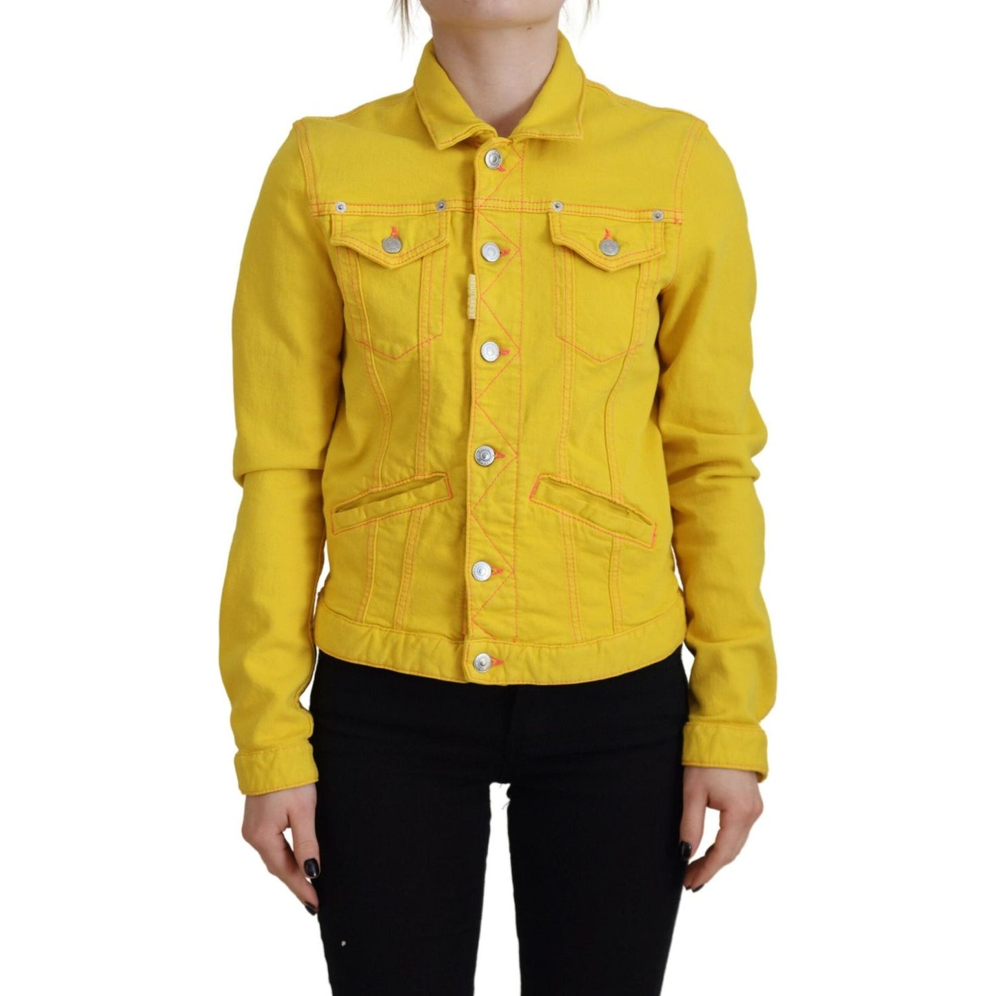 Dsquared² Yellow Collared Long Sleeves Denim Jacket Dsquared² Goldenrod