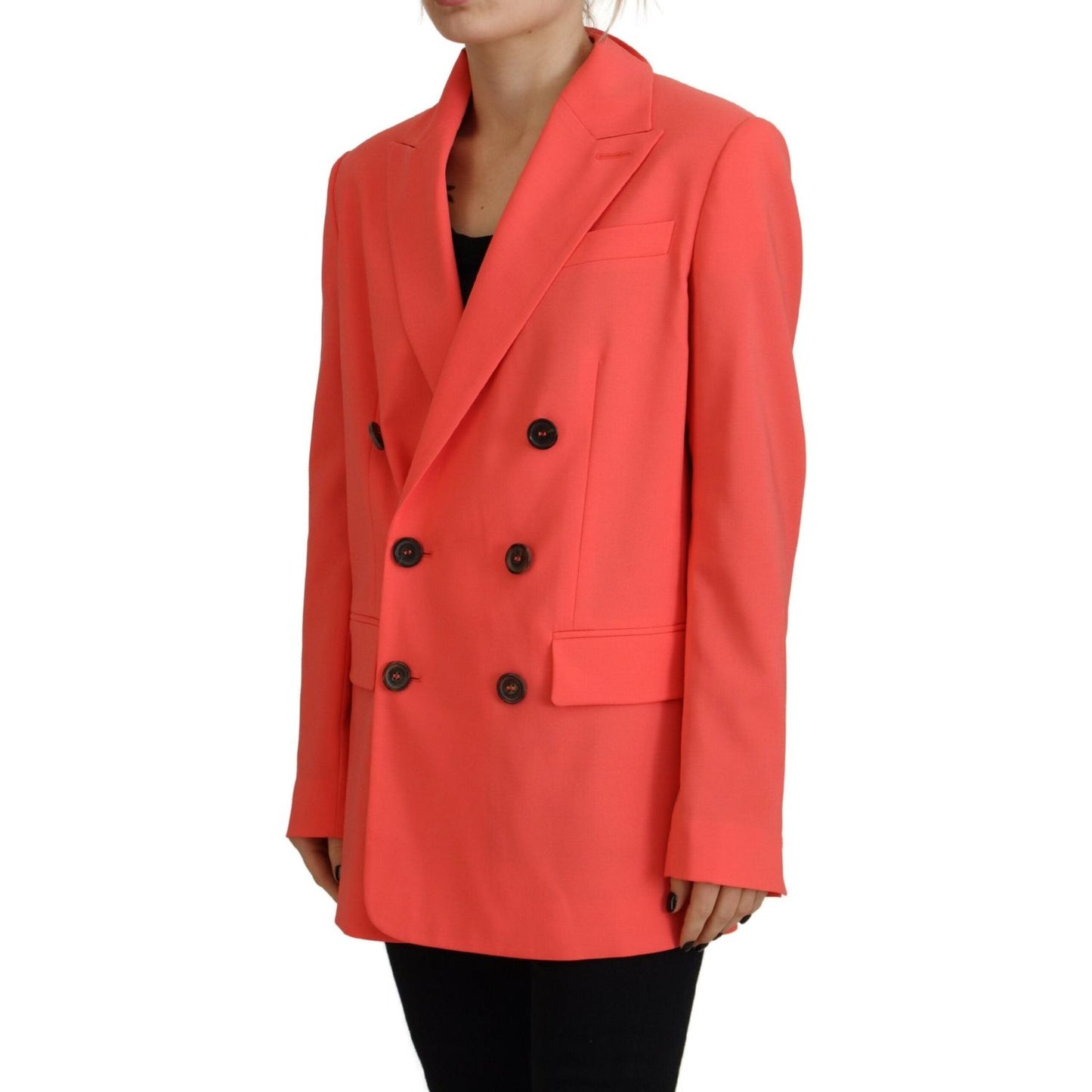Dsquared² Pink Double Breasted Coat Blazer Jacket Dsquared² Chocolate