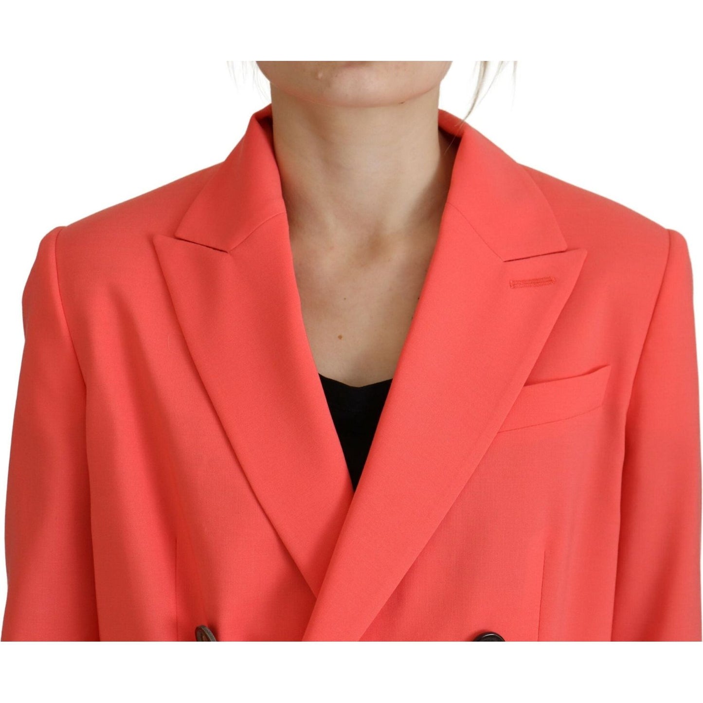 Dsquared² Pink Double Breasted Coat Blazer Jacket Dsquared² Tomato