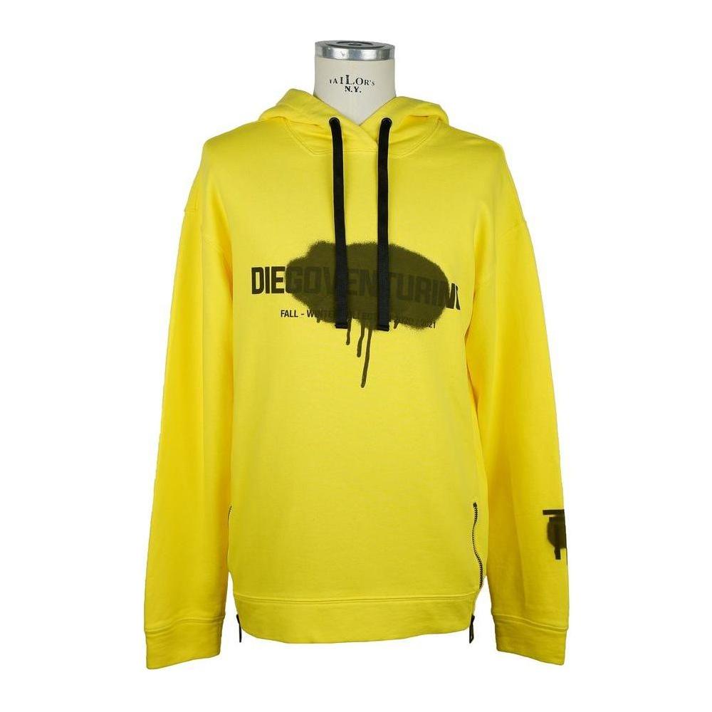 Diego Venturino Yellow Cotton Men's Hooded Sweater MAN SWEATERS Diego Venturino Goldenrod