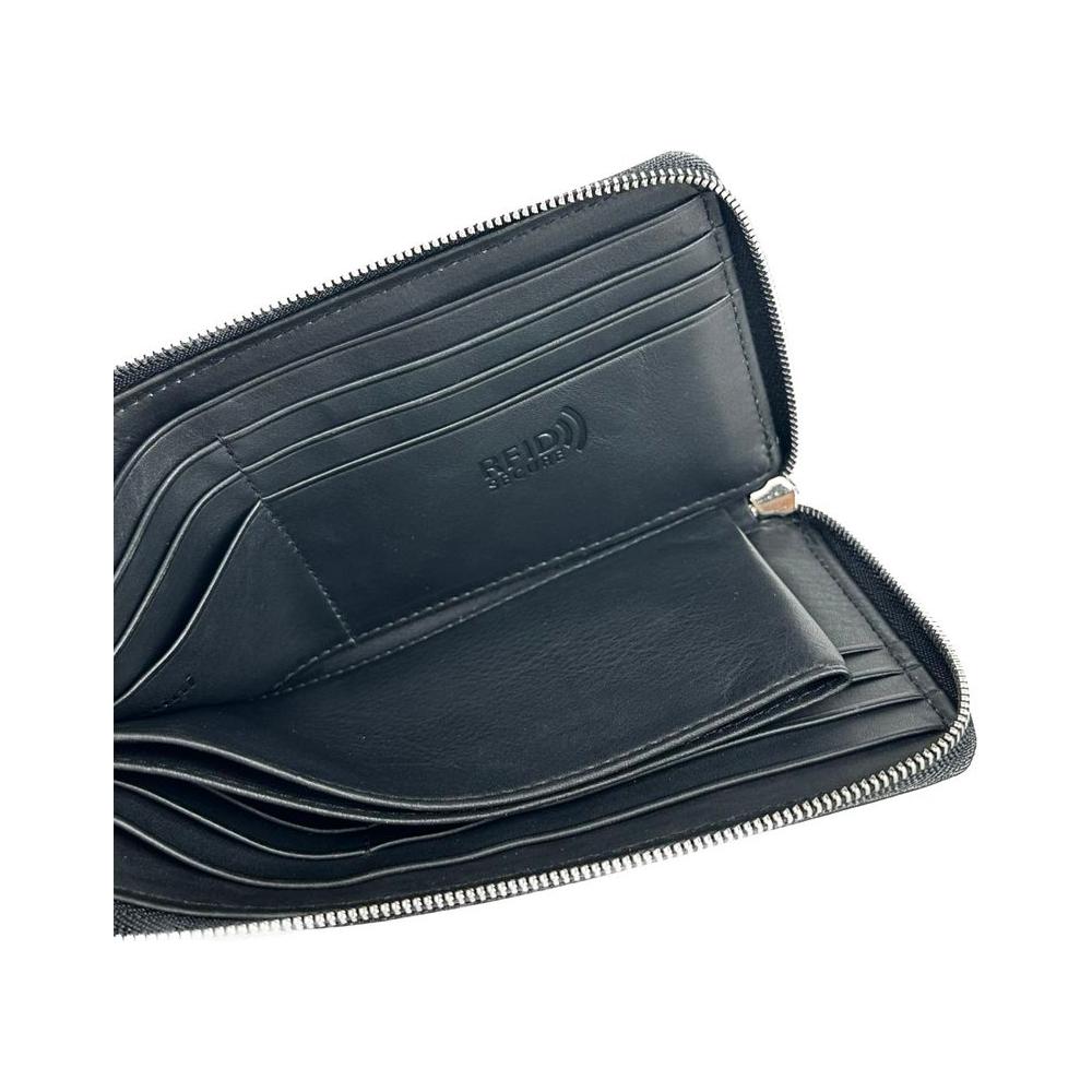 Baldinini Trend Elegant Black Leather Travel Organizer Baldinini Trend Dark Slate Gray