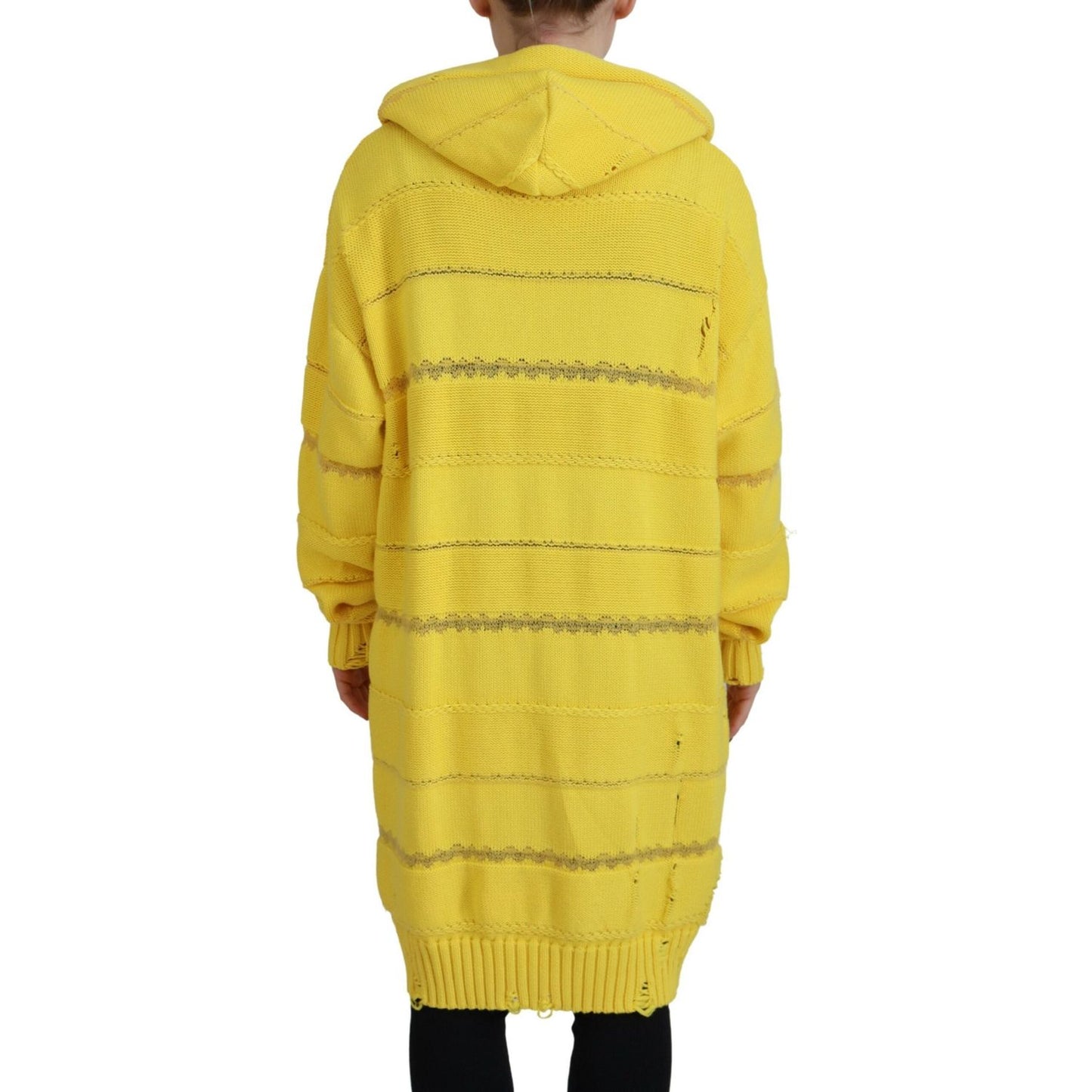 Dsquared² Yellow Cotton Knitted Hooded Pullover Sweater Dsquared² Goldenrod