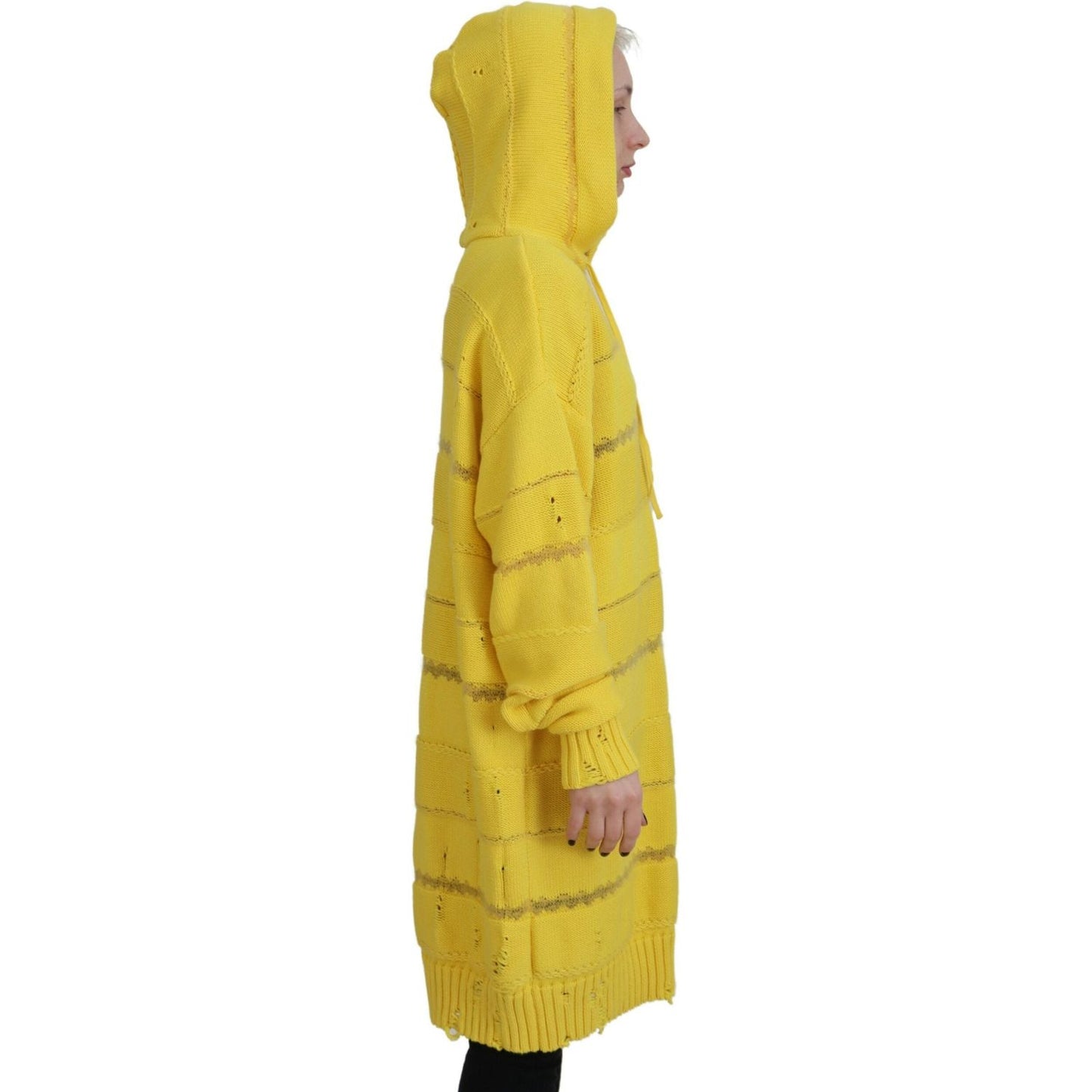 Dsquared² Yellow Cotton Knitted Hooded Pullover Sweater Dsquared² Goldenrod