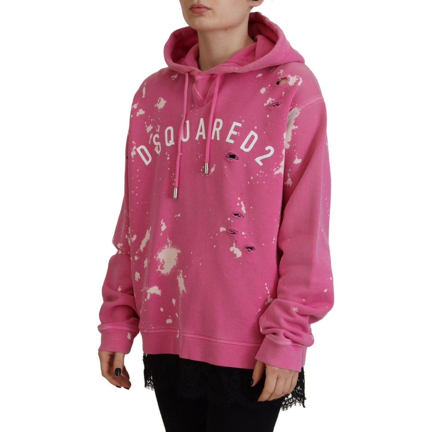 Dsquared² Pink Logo Print Cotton Hoodie Sweatshirt Sweater Dsquared² Maroon