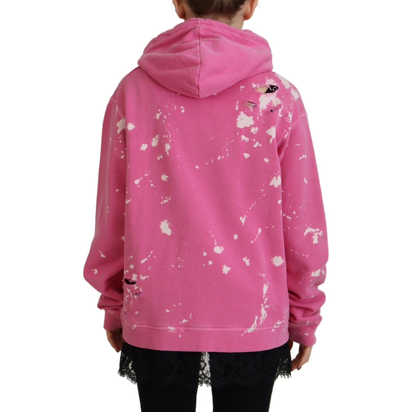 Dsquared² Pink Logo Print Cotton Hoodie Sweatshirt Sweater Dsquared² Pale Violet Red