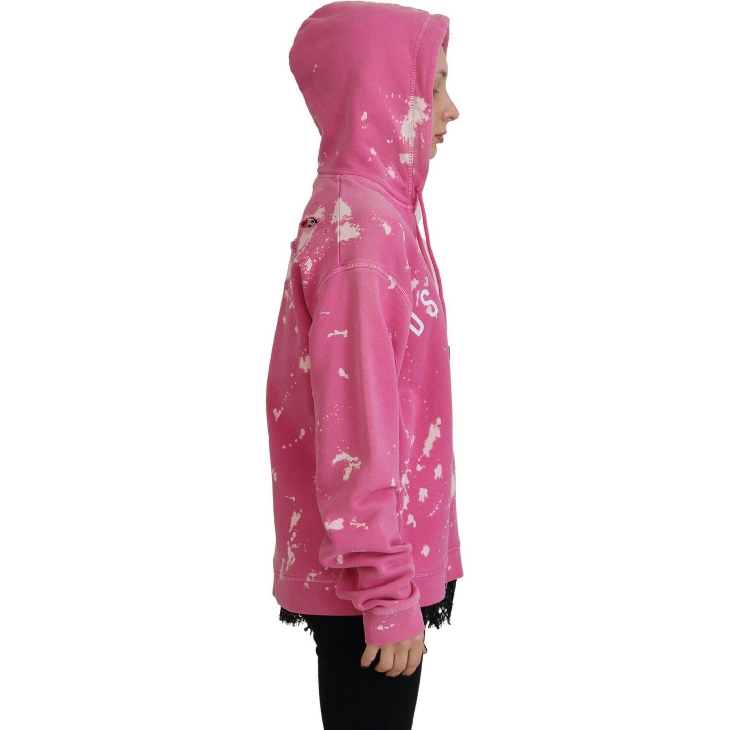 Dsquared² Pink Logo Print Cotton Hoodie Sweatshirt Sweater Dsquared² Pale Violet Red