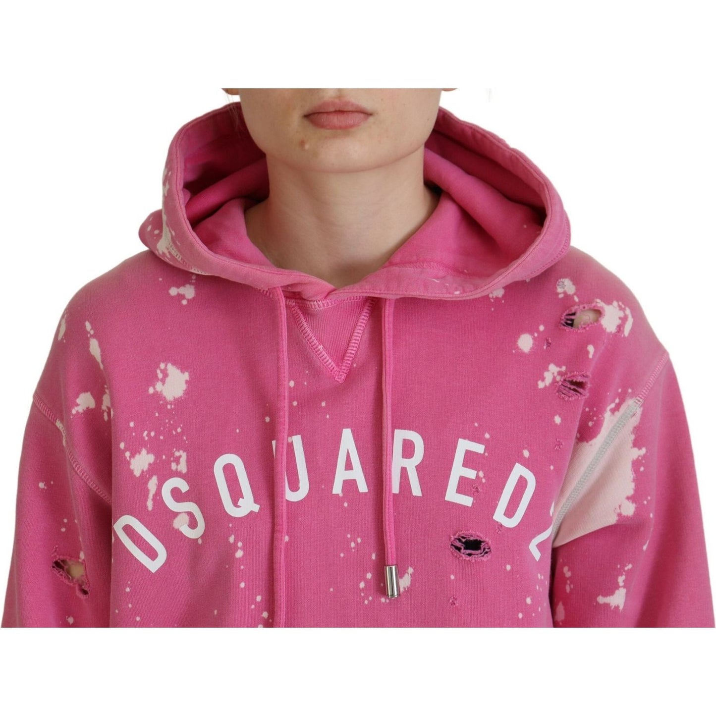 Dsquared² Pink Logo Print Cotton Hoodie Sweatshirt Sweater Dsquared² Maroon