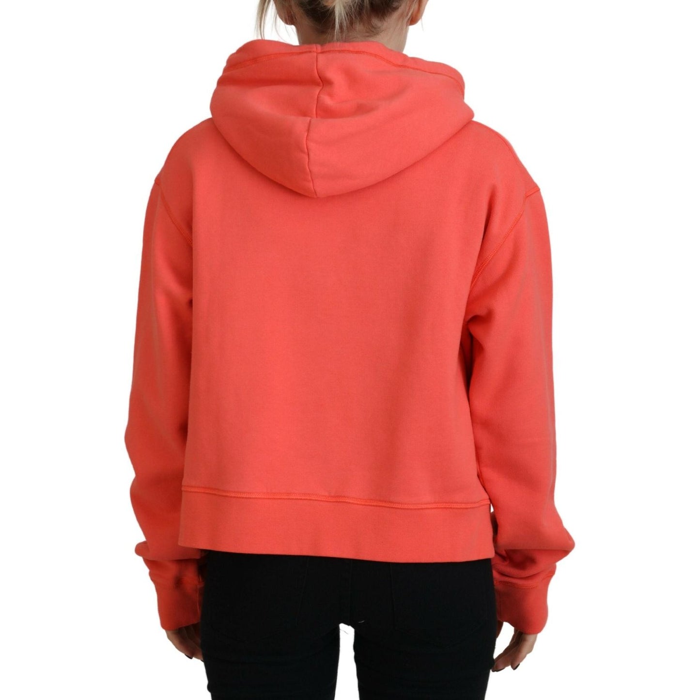 Dsquared² Pink Logo Print Cotton Hoodie Sweatshirt Sweater Dsquared² Tomato