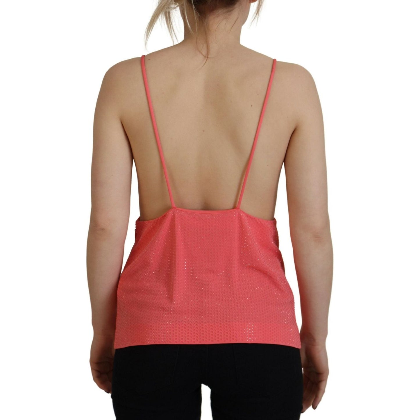 Dsquared² Pink Sleeveless Spaghetti Strap Cami V-neck Top Dsquared² Rosy Brown