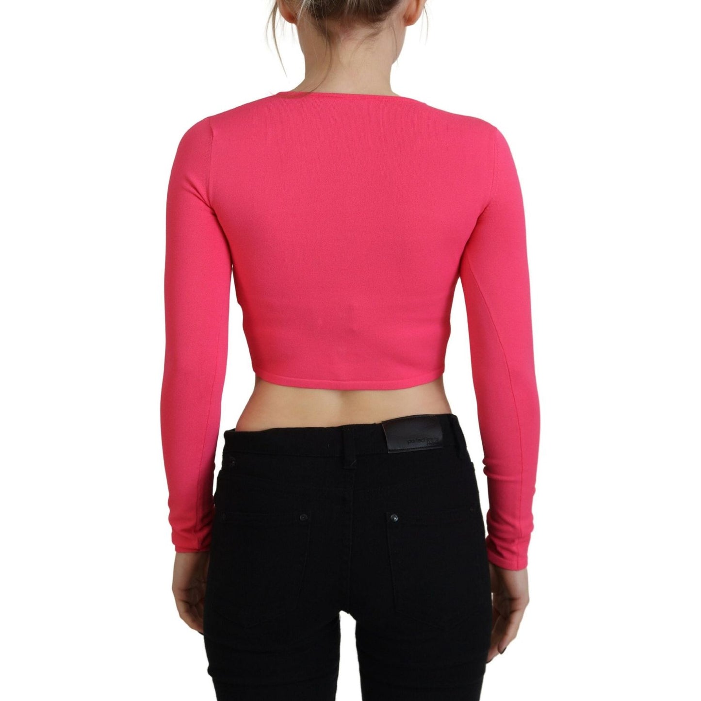 Dsquared² Pink Viscose Knit Open Chest Long Sleeves Top Dsquared² Black
