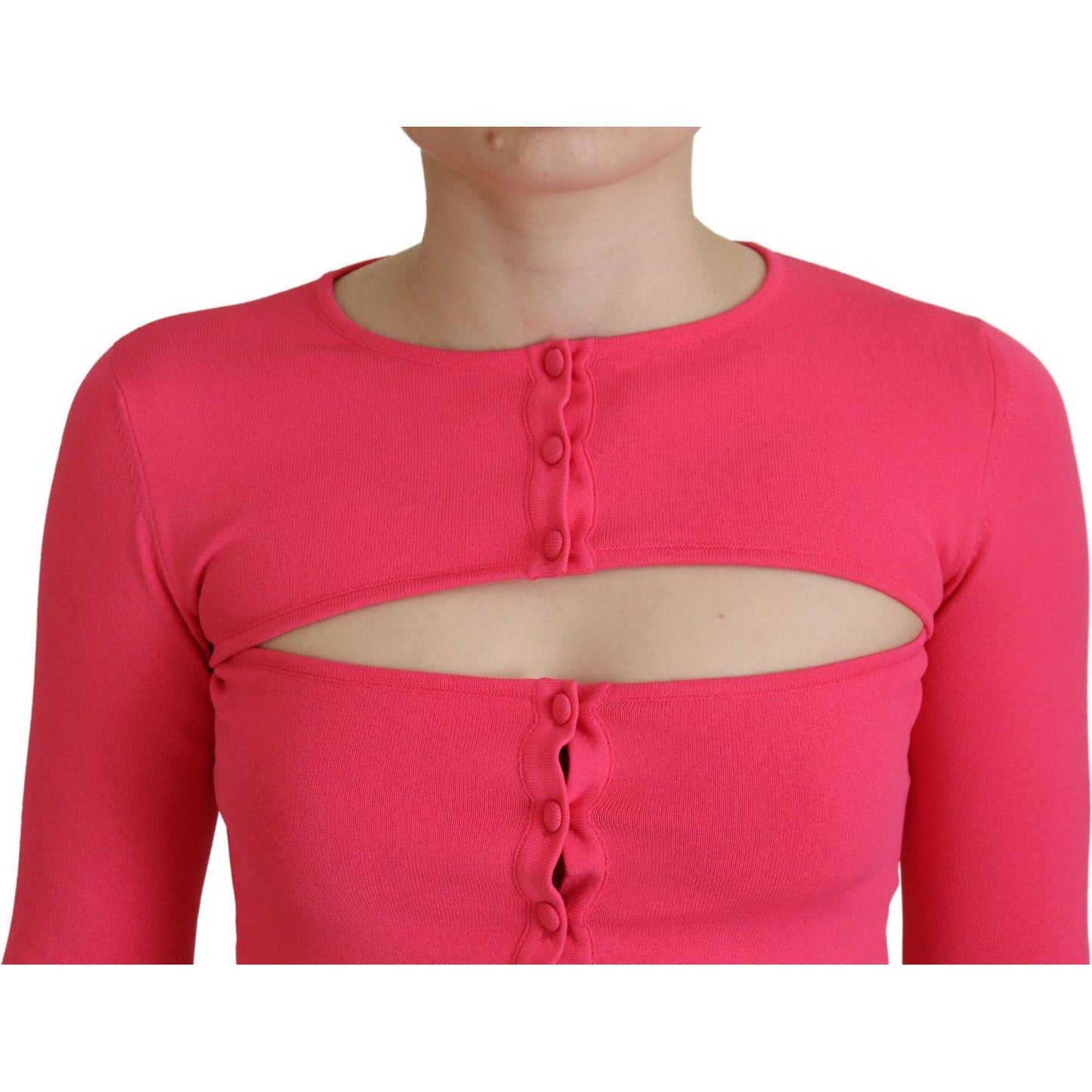 Dsquared² Pink Viscose Knit Open Chest Long Sleeves Top Dsquared² Maroon