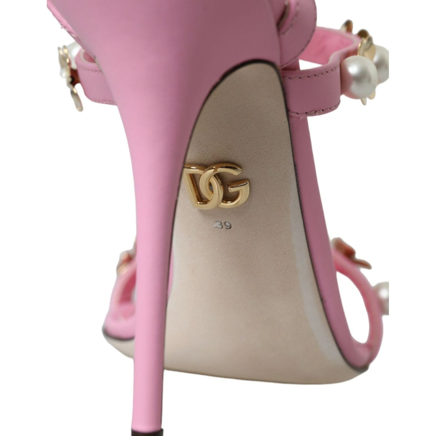 Dolce & Gabbana Pink Leather Embellished Heels Sandals Shoes Dolce & Gabbana Rosy Brown