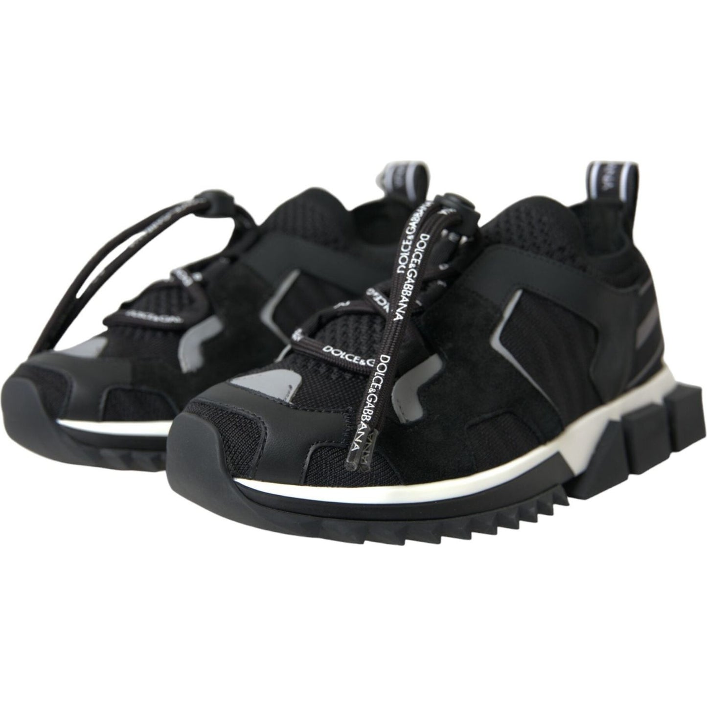 Dolce & Gabbana Black Mesh Sorrento Trekking Sneakers Shoes Dolce & Gabbana Dark Slate Gray