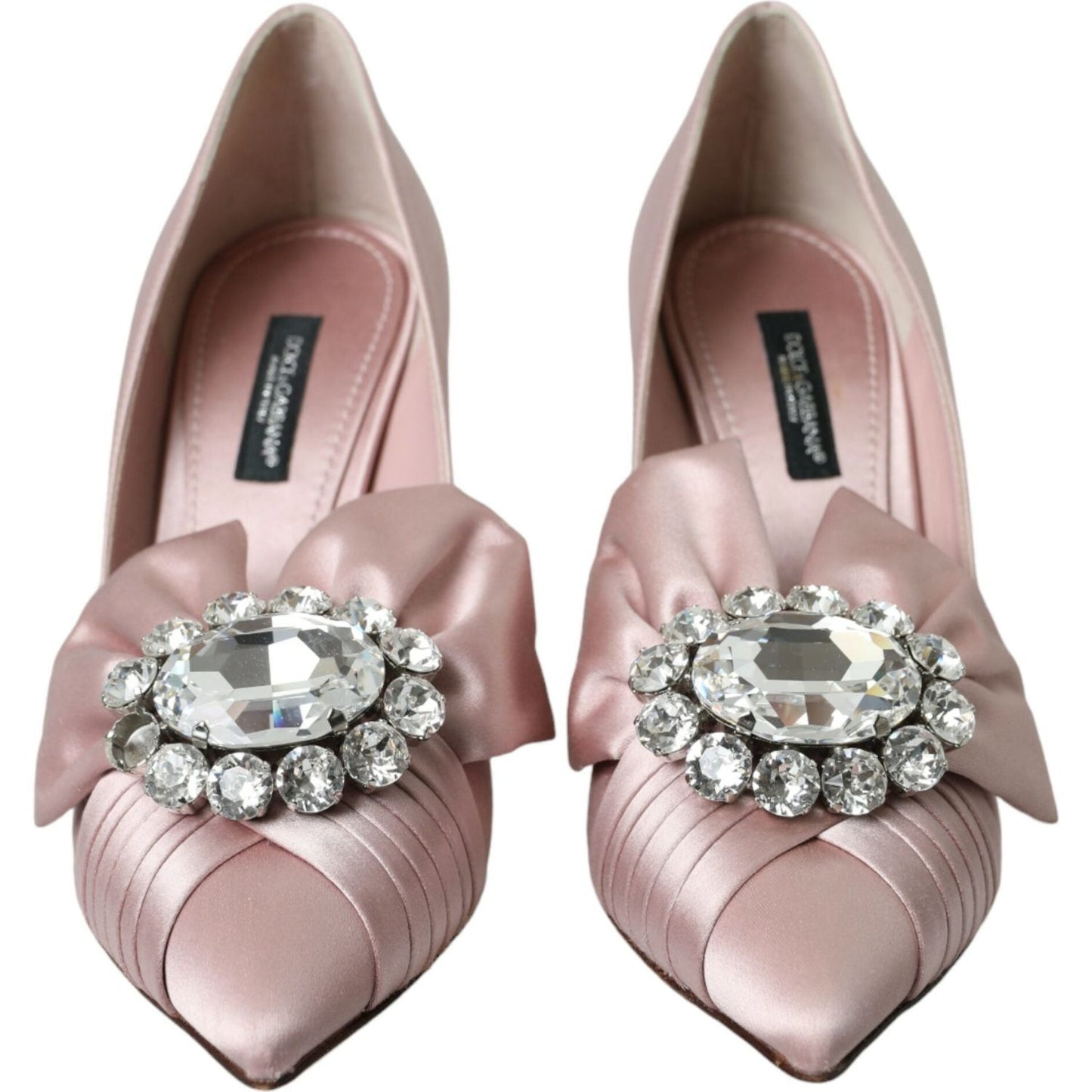 Dolce & Gabbana Pink Satin Crystal High Heels Pumps Shoes Dolce & Gabbana Rosy Brown