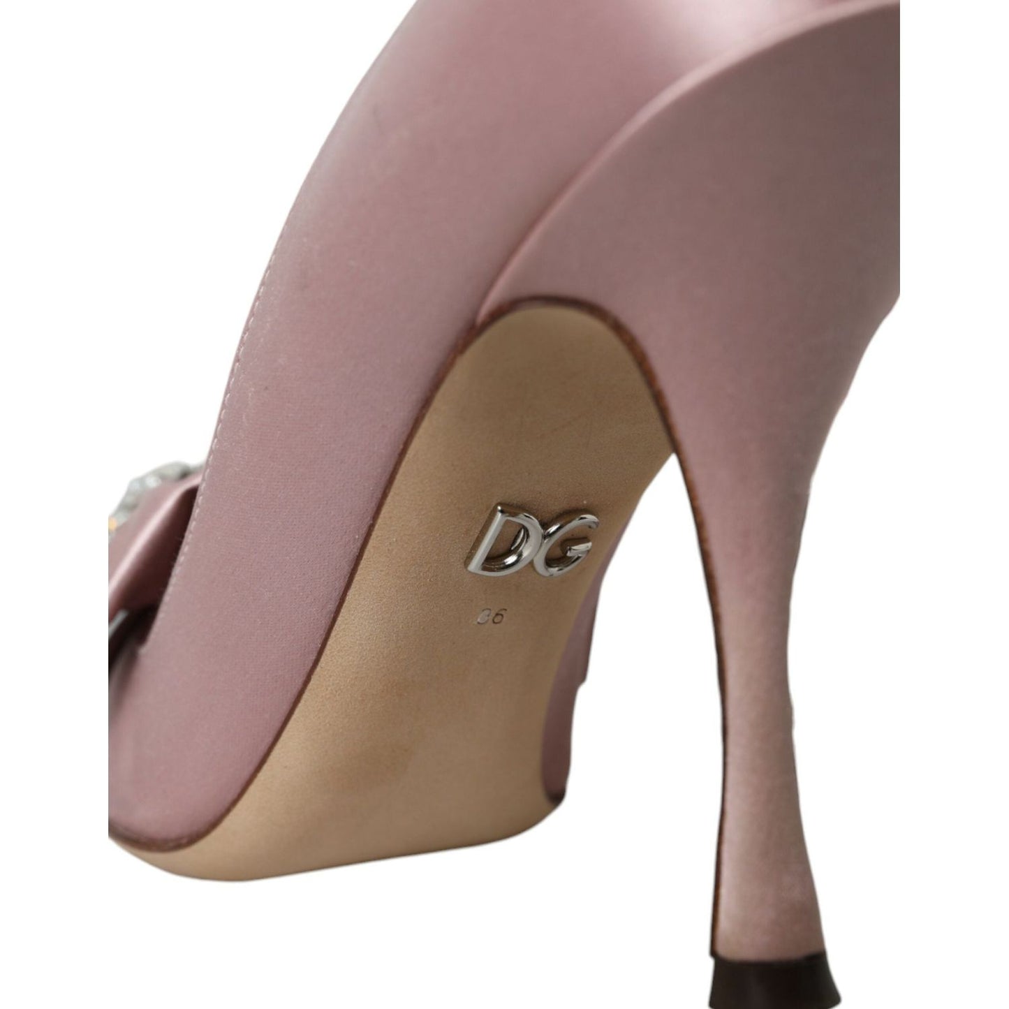 Dolce & Gabbana Pink Satin Crystal High Heels Pumps Shoes Dolce & Gabbana Dim Gray