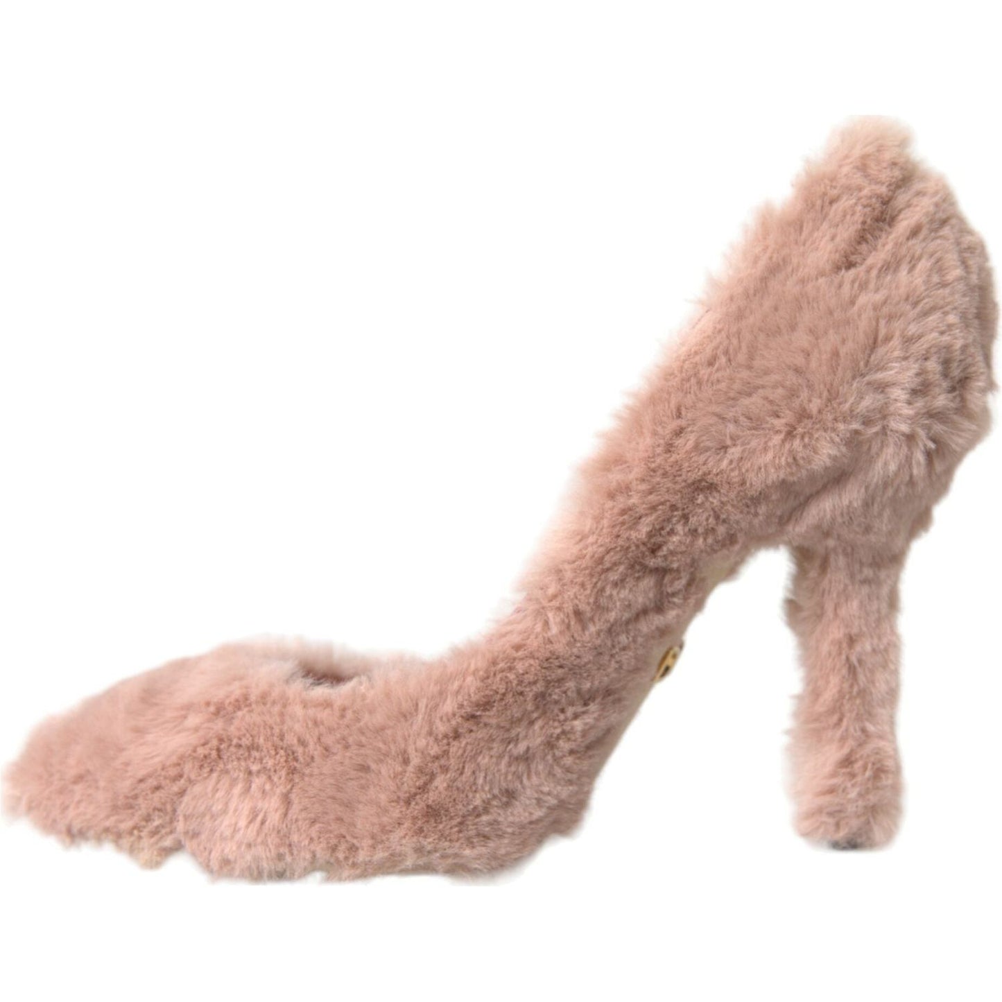 Dolce & Gabbana Light Pink Faux Fur Heels Pumps Shoes Dolce & Gabbana Rosy Brown