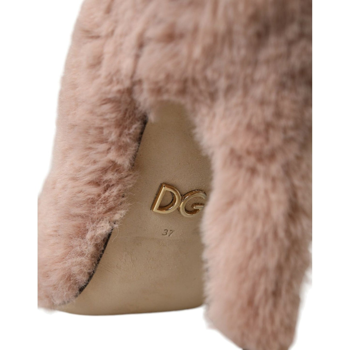 Dolce & Gabbana Light Pink Faux Fur Heels Pumps Shoes Dolce & Gabbana Rosy Brown