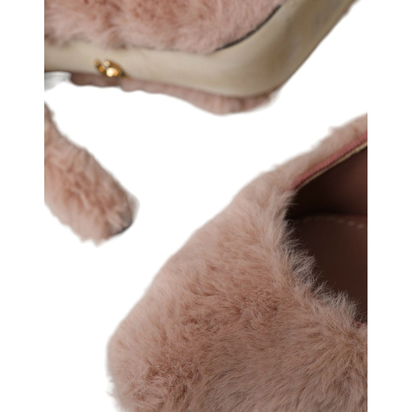 Dolce & Gabbana Light Pink Faux Fur Heels Pumps Shoes Dolce & Gabbana Rosy Brown