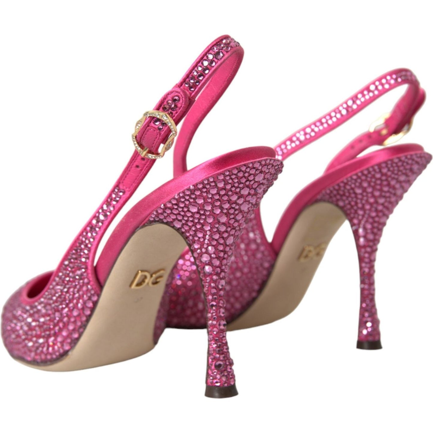 Dolce & Gabbana Pink Slingbacks Crystal Pumps Shoes Dolce & Gabbana Maroon