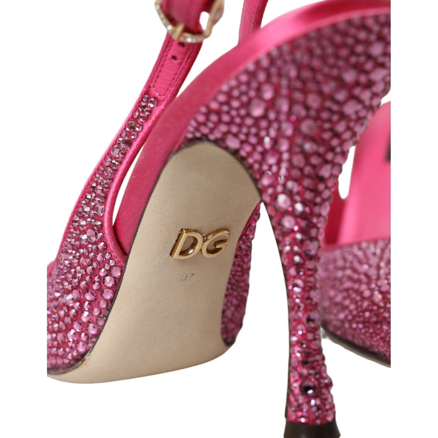 Dolce & Gabbana Pink Slingbacks Crystal Pumps Shoes Dolce & Gabbana Maroon
