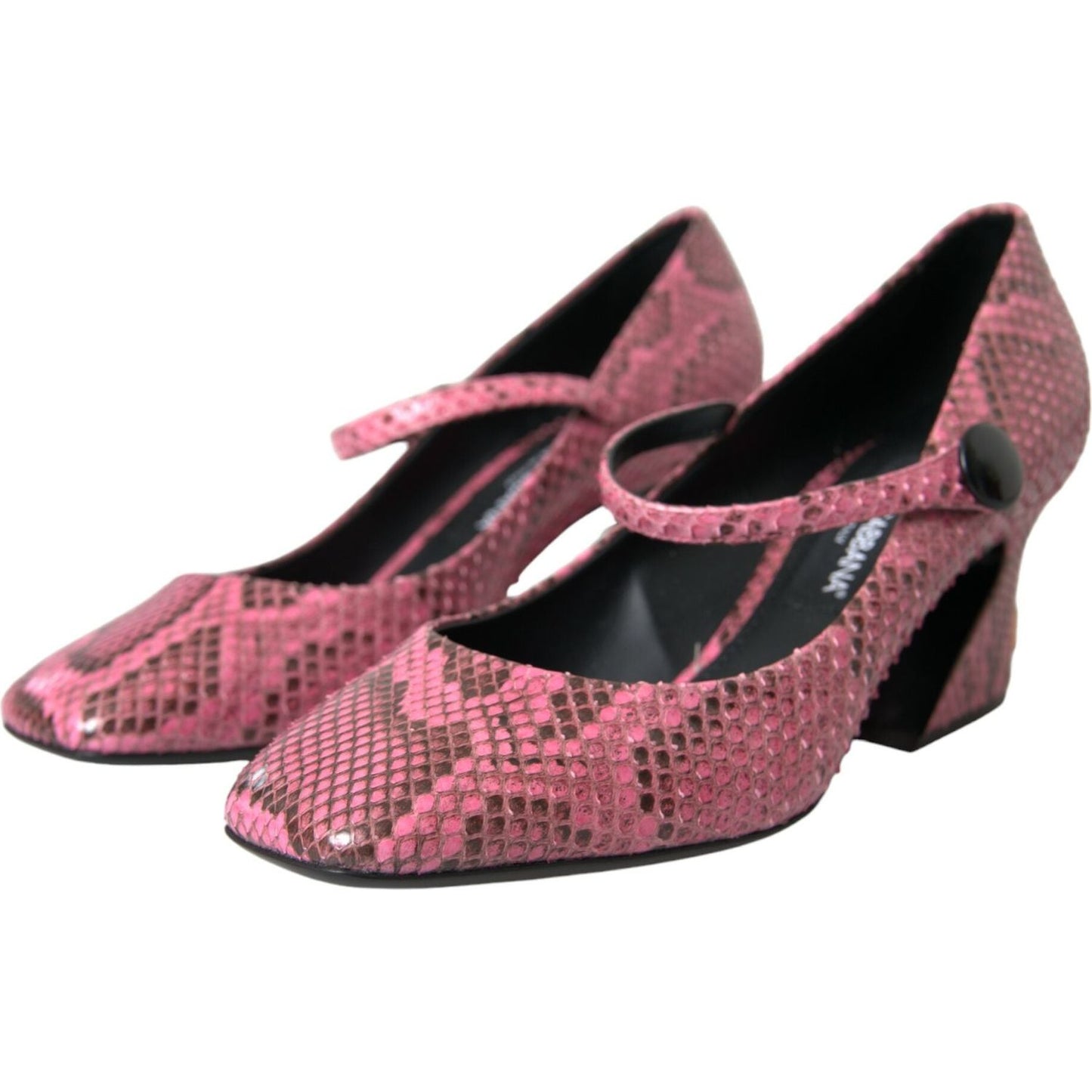 Dolce & Gabbana Pink Python Leather Mary Jane Heels Shoes Dolce & Gabbana Dim Gray
