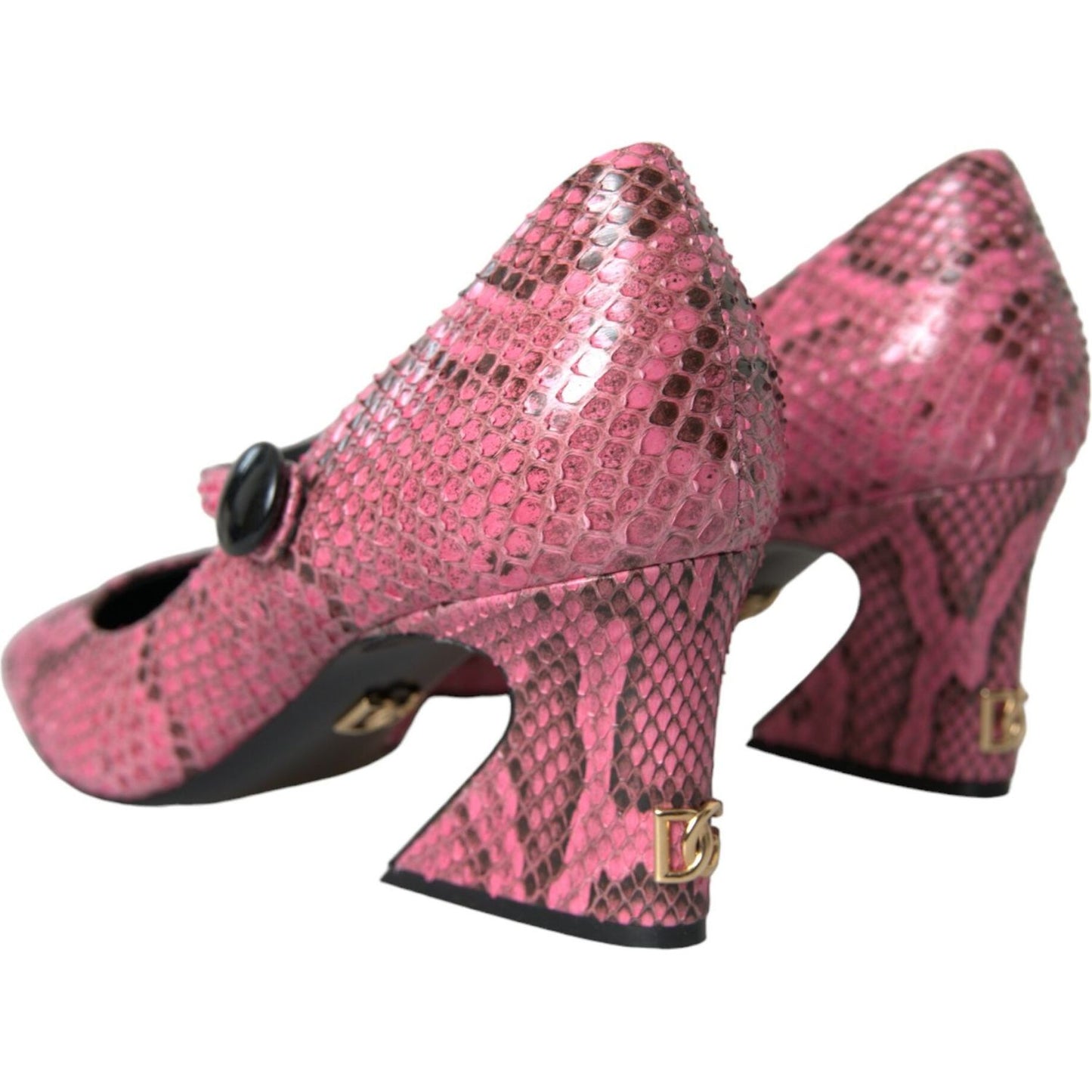 Dolce & Gabbana Pink Python Leather Mary Jane Heels Shoes Dolce & Gabbana Maroon