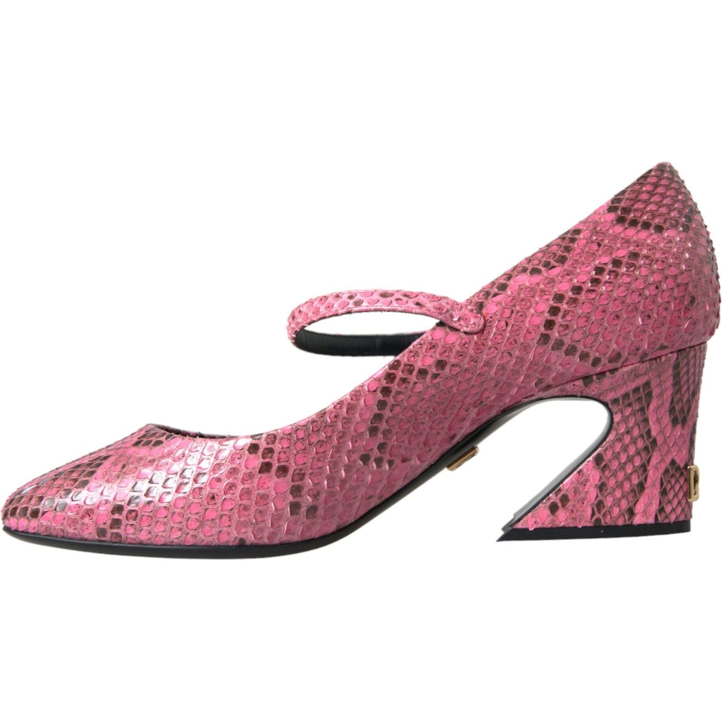Dolce & Gabbana Pink Python Leather Mary Jane Heels Shoes Dolce & Gabbana Maroon