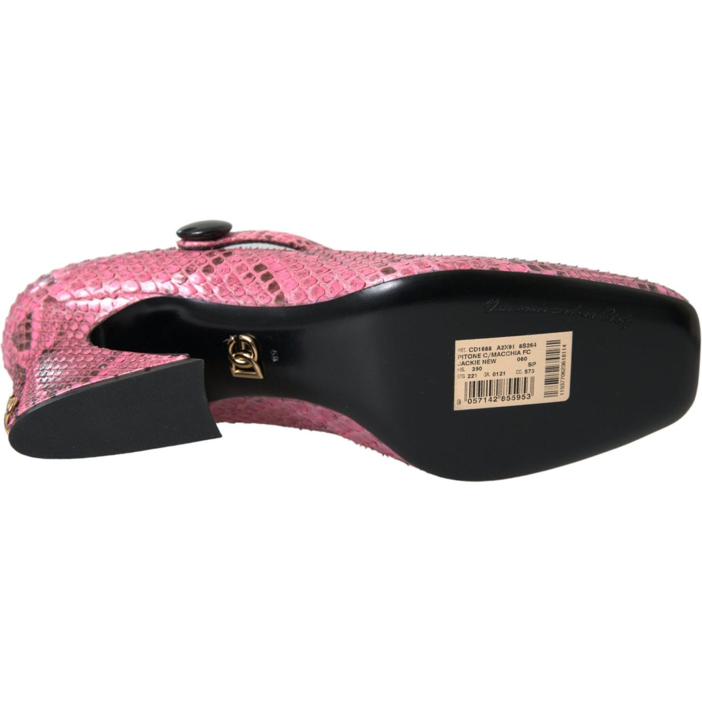 Dolce & Gabbana Pink Python Leather Mary Jane Heels Shoes Dolce & Gabbana Tan