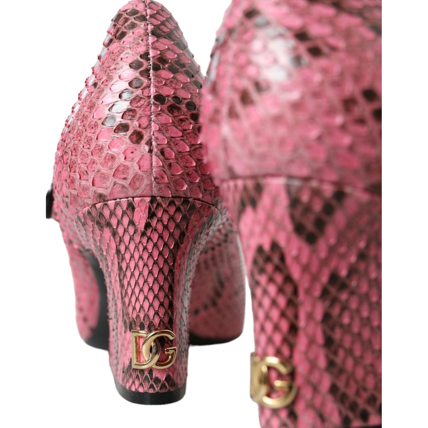 Dolce & Gabbana Pink Python Leather Mary Jane Heels Shoes Dolce & Gabbana Maroon
