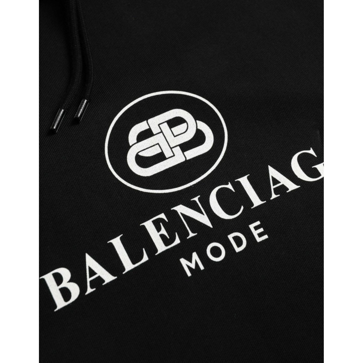Balenciaga Black Cotton Logo Hooded Pullover Sweatshirt Sweater Balenciaga Black