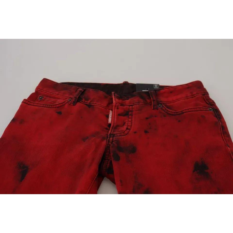 Dsquared² Red Low Waist Cotton Stretch Skinny Pants Dsquared² Gray