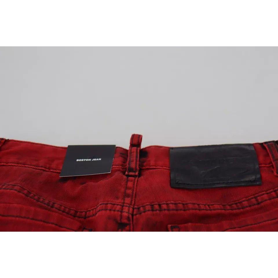Dsquared² Red Low Waist Cotton Stretch Skinny Pants Dsquared² Black