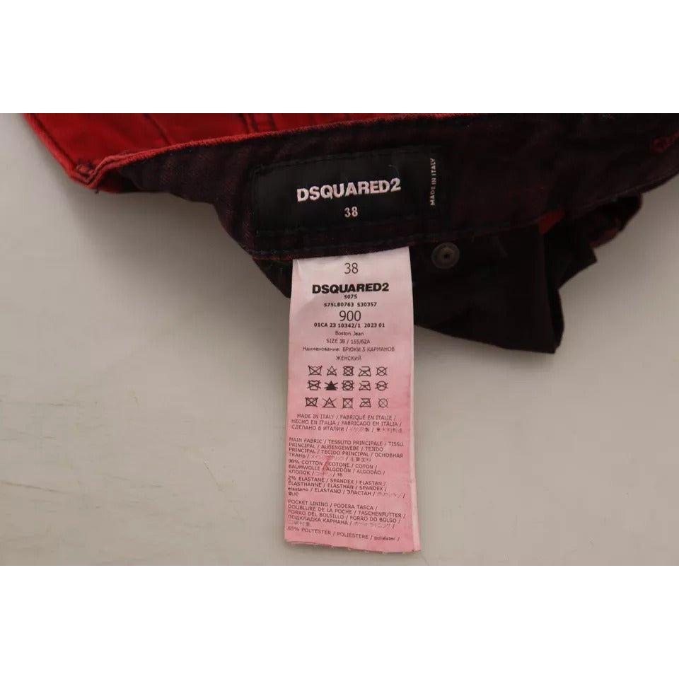 Dsquared² Red Low Waist Cotton Stretch Skinny Pants Dsquared² Dark Gray