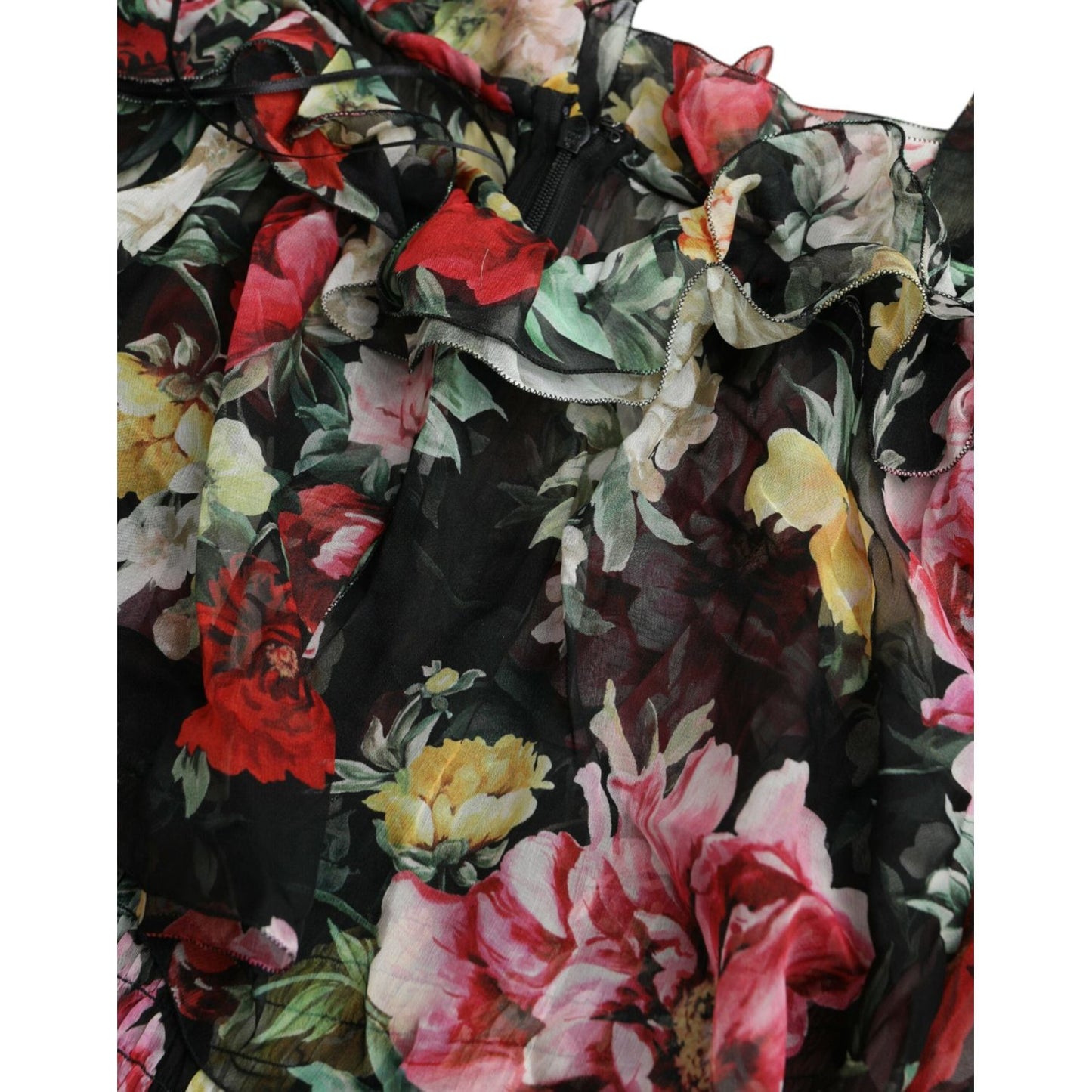 Dolce & Gabbana Black Floral Silk A-line Sleeveless Dress Dolce & Gabbana Dark Slate Gray