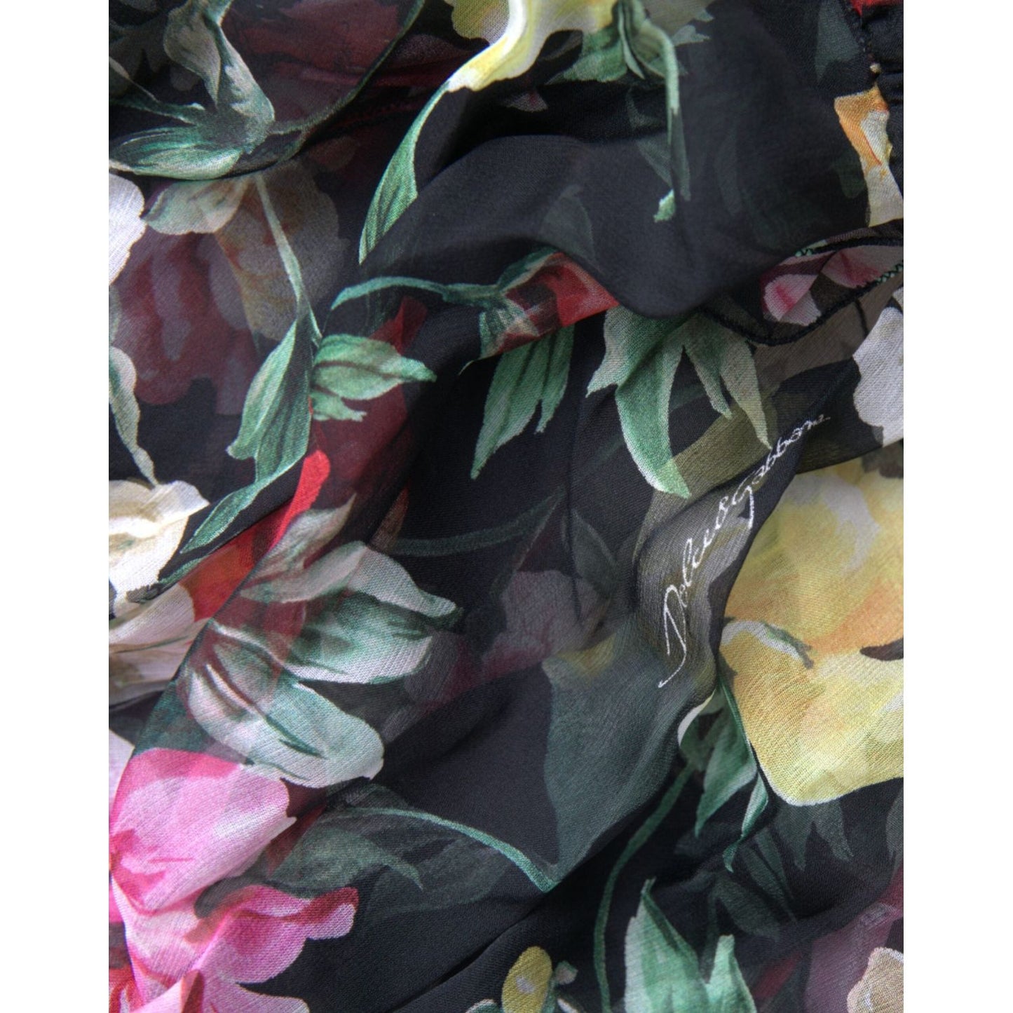 Dolce & Gabbana Black Floral Silk A-line Sleeveless Dress Dolce & Gabbana Dark Slate Gray