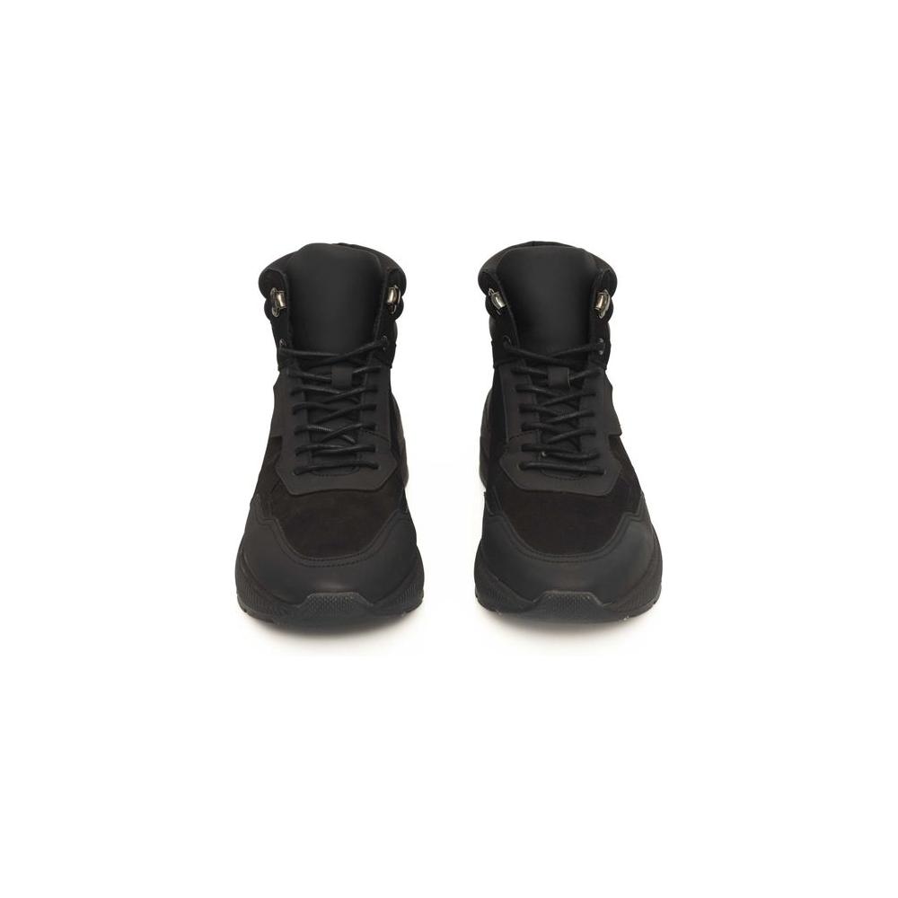 Cerruti 1881 Black Cowhide Men Sneaker Cerruti 1881 Dark Slate Gray
