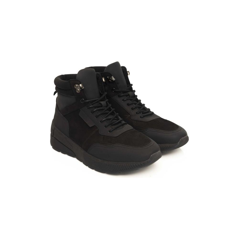 Cerruti 1881 Black Cowhide Men Sneaker Cerruti 1881 Dark Slate Gray