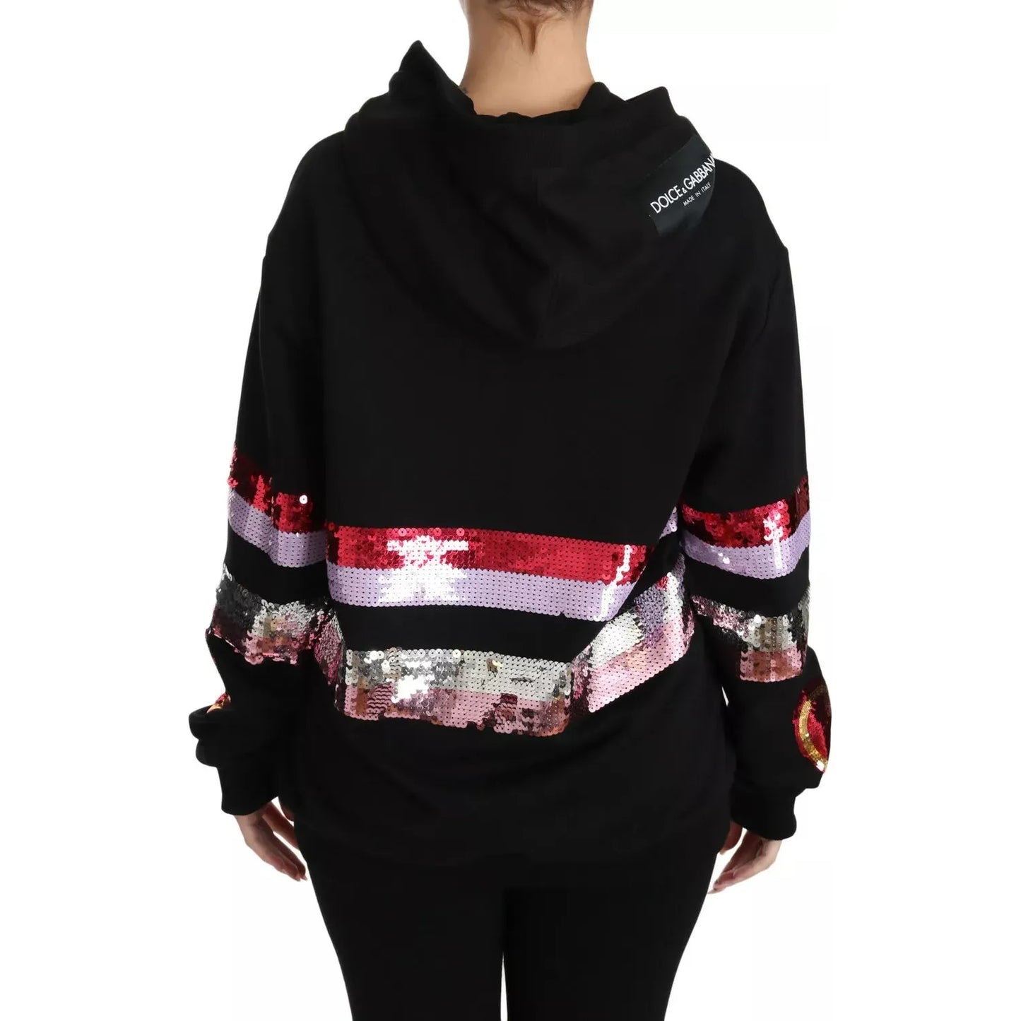 Dolce & Gabbana DG Sequined Hooded Pullover Sweater Dolce & Gabbana Black