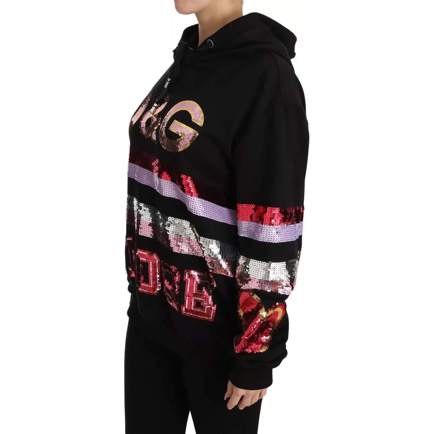 Dolce & Gabbana DG Sequined Hooded Pullover Sweater Dolce & Gabbana Rosy Brown