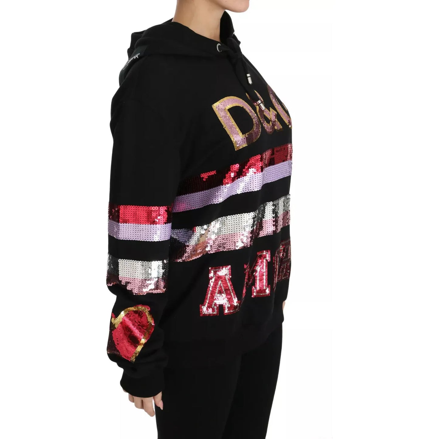 Dolce & Gabbana DG Sequined Hooded Pullover Sweater Dolce & Gabbana Rosy Brown