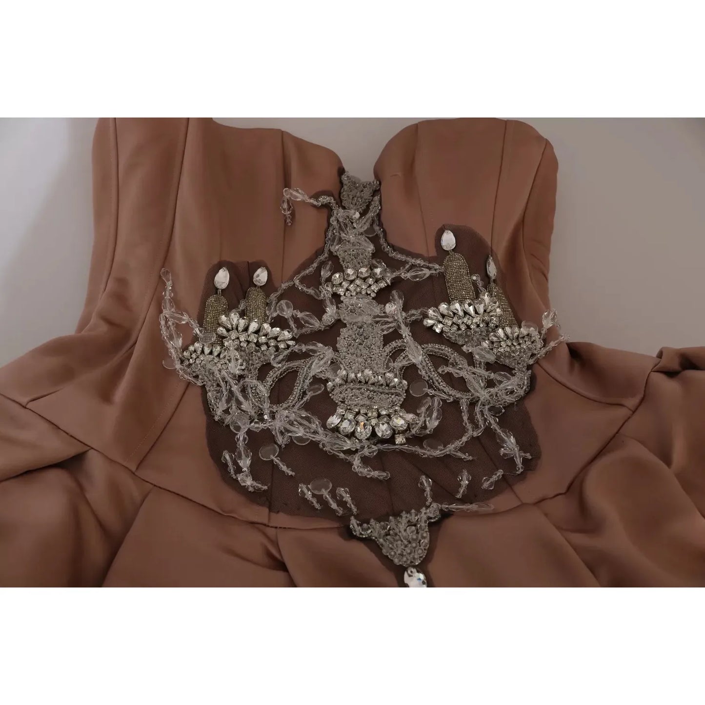 Dolce & Gabbana Crystal Pink Silk Chandelier Ball Gown Dress Dolce & Gabbana Dark Olive Green
