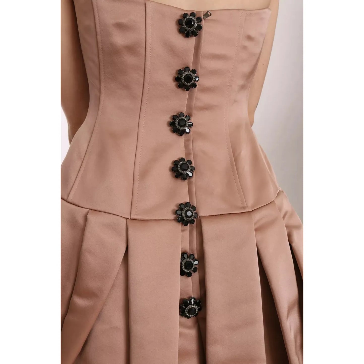 Dolce & Gabbana Crystal Pink Silk Chandelier Ball Gown Dress Dolce & Gabbana Rosy Brown
