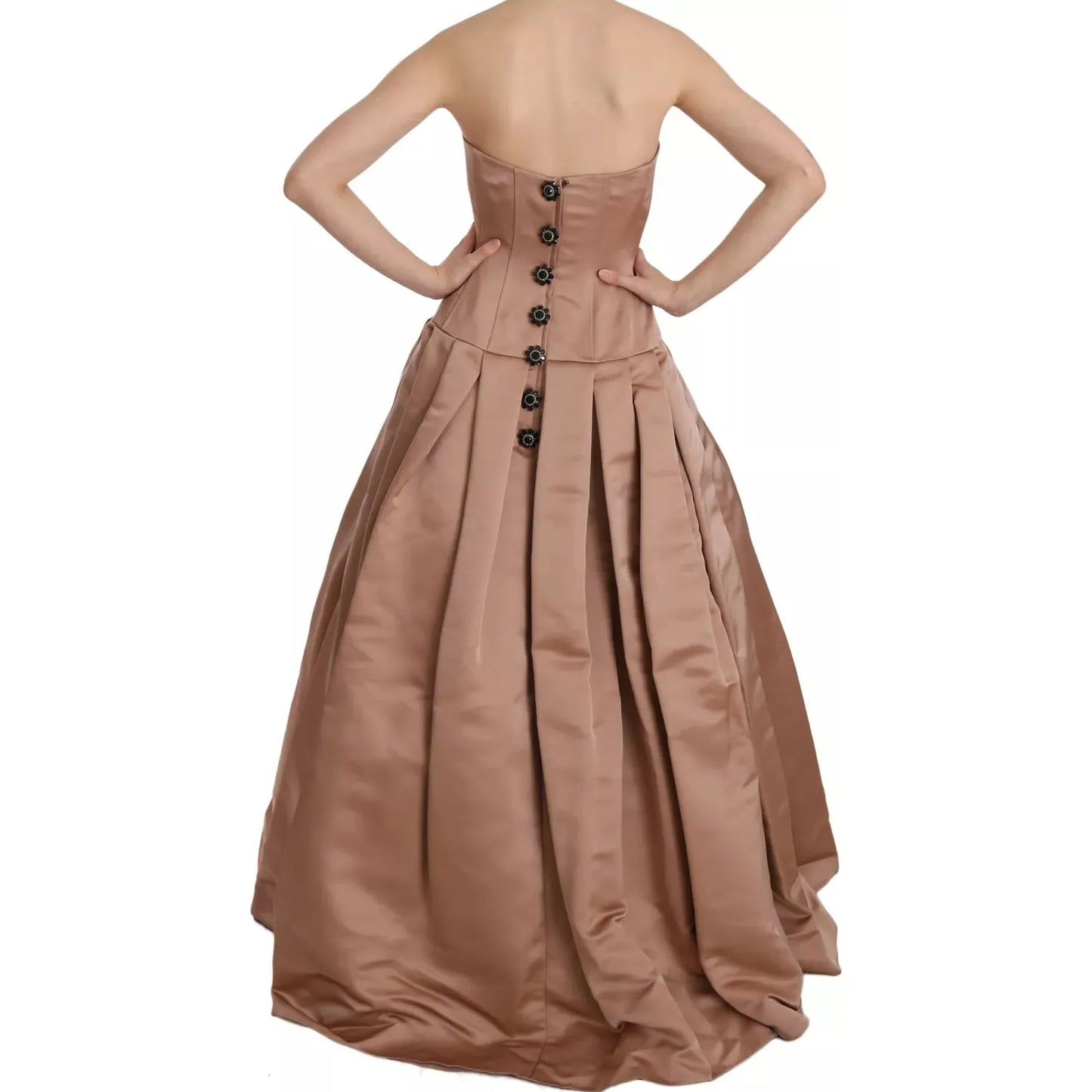 Dolce & Gabbana Crystal Pink Silk Chandelier Ball Gown Dress Dolce & Gabbana Rosy Brown
