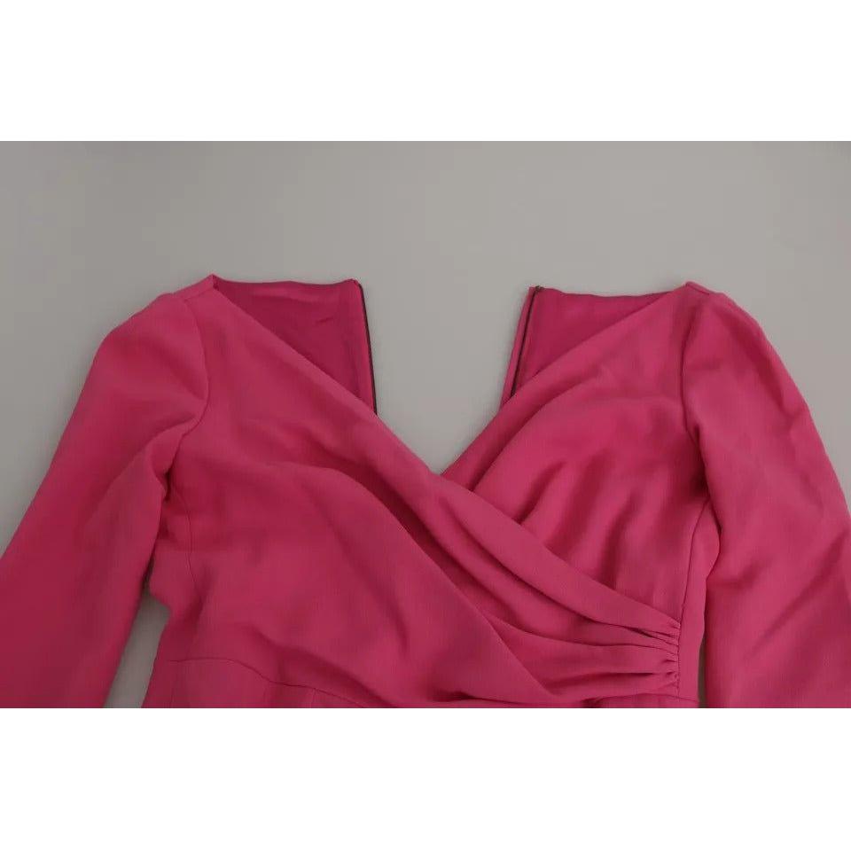 Dolce & Gabbana Pink Plunging Bodycon Sheath Mini Rayon Dress Dolce & Gabbana Maroon