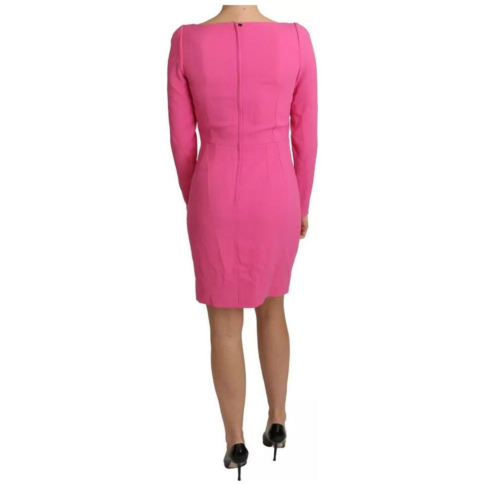 Dolce & Gabbana Pink Plunging Bodycon Sheath Mini Rayon Dress Dolce & Gabbana Pale Violet Red